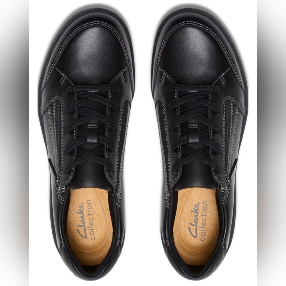 Clarks - Women's Bryianne Bayla Round Toe Sneakers - 11W - Black Leather